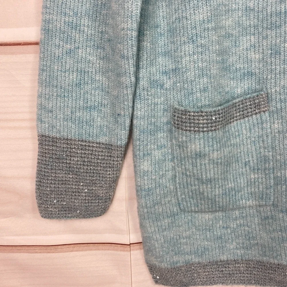 Olsen Sweater‎ Womens Small Blue Henny Regular Fit Cardigan Blue Pockets V-Neck